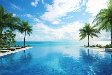 Blue sky tropical resort water.