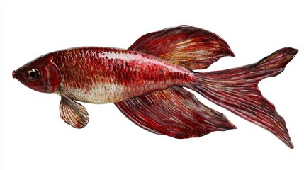 Fototapeta premium Detailed illustration of a red and white betta fish.