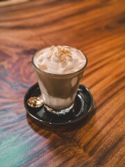 cup of coffee almond milk 