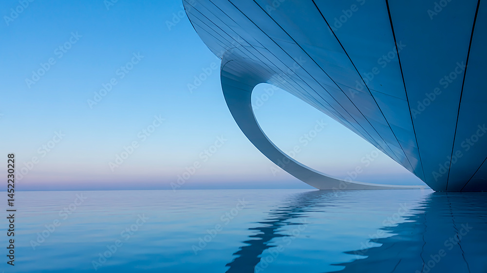 Poster 3d illustration of abstract minimal architecture with metallic curves for car presentation