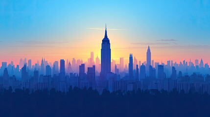 Obraz premium Sunrise over a city skyline