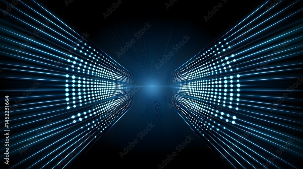 Poster the image contains a dark background with two glowing blue panels of light, giving the impression of