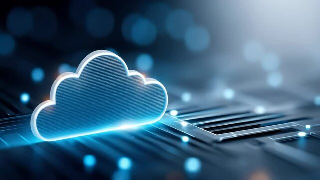 Cloud technology digital data network futuristic glowing blue abstract background with server internet storage computing
