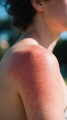 A person with a red rash on their shoulder