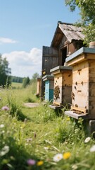 A beehives in a field