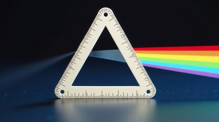 Creative use of school supplies colorful ruler and rainbow light in science classroom environment