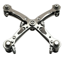 A metal piece with four arms and a central bolt