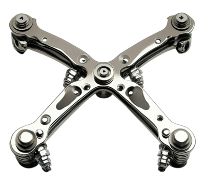 A metal piece with four arms and a central bolt