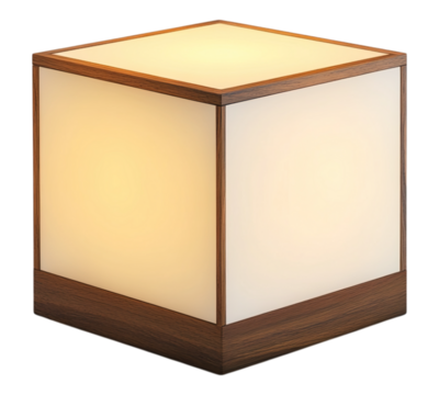 A wooden box with a white light inside