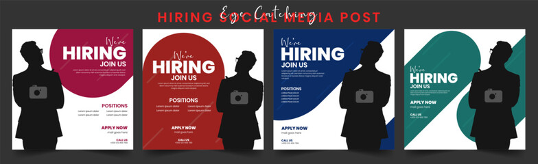 We Are Hiring Professional Social Media Post Design Template for Job Vacancy Corporate Recruitment Editable Square Banner Perfect for Instagram Facebook LinkedIn Business Hiring Announcements.