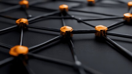 Abstract Network Connection Interconnected Nodes in Dark Background