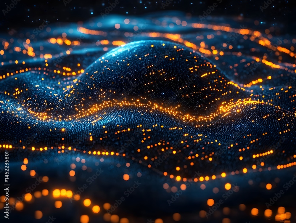 Aufkleber digital data network surrounding a futuristic planet earth