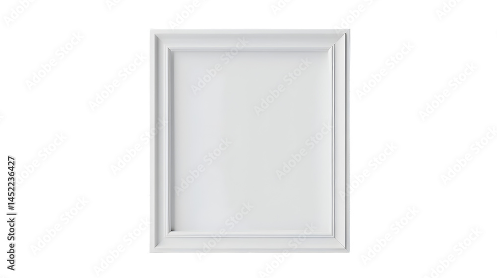 Poster a white square frame with a simple design against transparent background