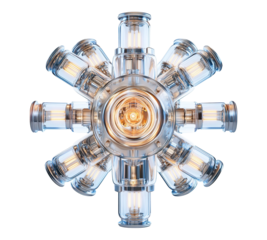 A light fixture with a round shape and many small lights