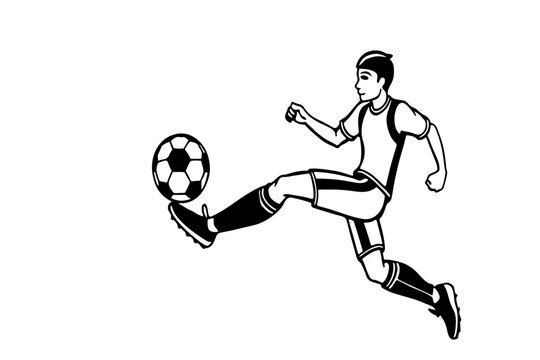 a football plyer kicking the football silhouette - Powered by Adobe