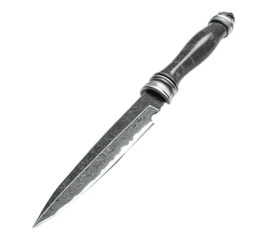 A knife with a black handle and a silver blade