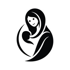 abstract mother child embrace icon vector art