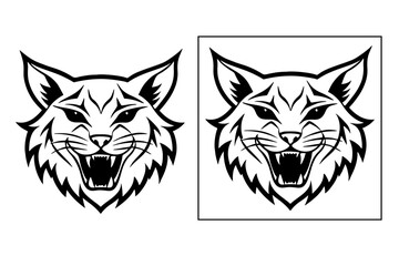 Obraz premium silhouette of two head of angary tigers/Tiger Head Black and White Background. Mascot Creative Design. tiger silhouette 