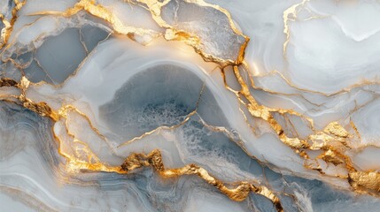 Fototapeta premium Gary marble has a natural pattern with gold veins. This gray and gold marble texture with a glossy finish is great for designing digital wall tiles. 