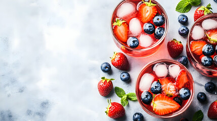 Refreshing summer berry cocktails:  strawberry, blueberry and ice cold delights