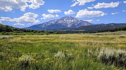 Obraz premium Mount Columbia is a tall mountain in Colorado's Rocky Mountains. It's great for hiking and climbing, with amazing views. A real wilderness adventure! 