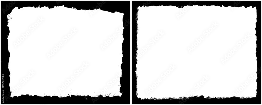Fototapete creative black grunge border design with space for text isolated on a transparent or white backgroun
