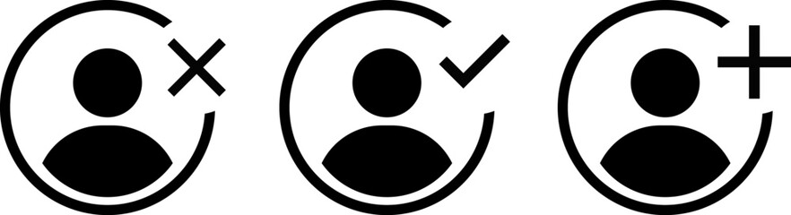 Fototapeta premium user profile icon. add, remove, approved icon collection. user symbol. Avatar photo symbol. person signs 