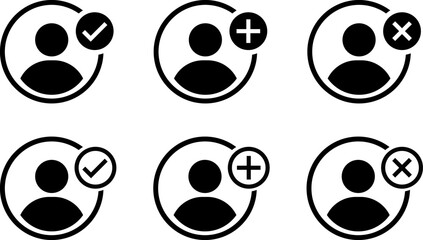 New user profile icon. add, remove, approved icon collection. Avatar icons. Profile picture. Person symbol
