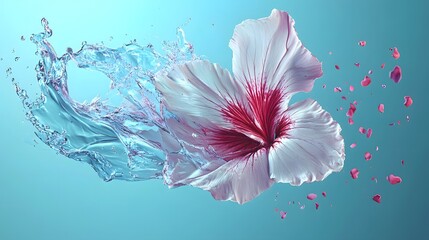 Water Splashing Hibiscus Flower Petals