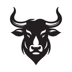 Black Bull Head vector silhouette art of illustration with white background