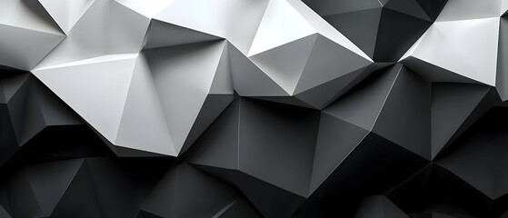 Abstract geometric pattern of black and white, interconnected triangles