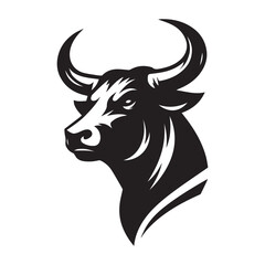 Black Bull Head vector silhouette art of illustration with white background