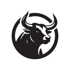 Black Bull Head vector silhouette art of illustration with white background