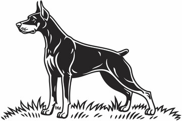 doberman sihouette black vector