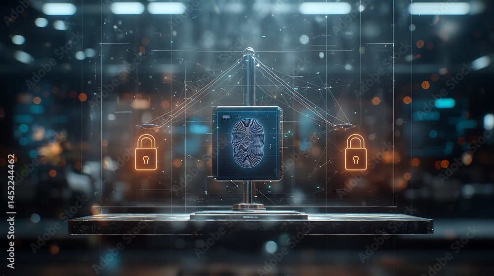 Poster digital fingerprint security. balanced access