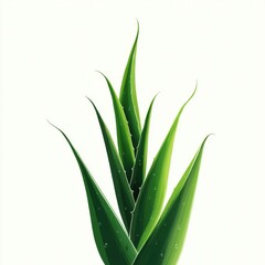Obraz premium Aloe Vera Plant on White Background - Natural Beauty, Medicinal Herb, Skincare Ingredient, Minimalist Design, Green Leaves, Dew Drops, Freshness