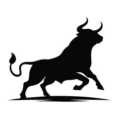 Black Bull vector silhouette art of illustration with white background