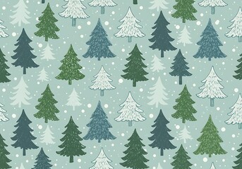 Obraz premium Winter Wonderland: Hand-Drawn Christmas Trees AI Generated