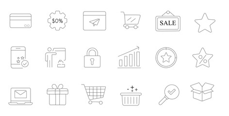 E-commerce and Business Icon Set for Marketing and Online Shopping