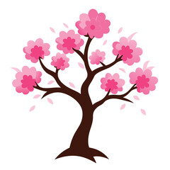 Obraz premium Pink cherry tree realistic-on-fully-white background 