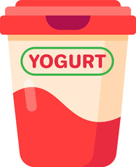 Strawberry yogurt nestled in a plastic cup with a vibrant red lid, offering a delicious and refreshing option for a healthy snack or breakfast choice. Perfectly creamy and smooth