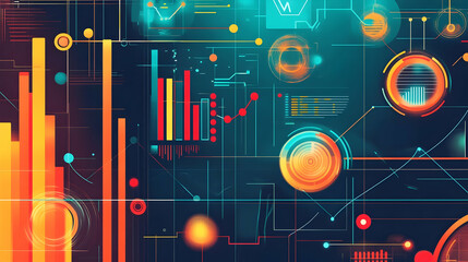 Futuristic data visualization interface showcasing complex analytics and charts