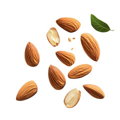 Almond arrangement on dark backdrop creates a high contrast organic aesthetic