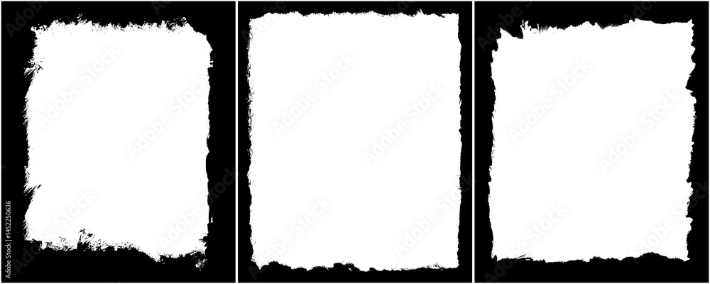 Fototapete artistic black grunge frame with texture and border noise isolated on a transparent or white backgro