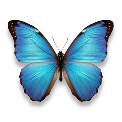 Obraz premium Blue morpho butterfly close up on white background