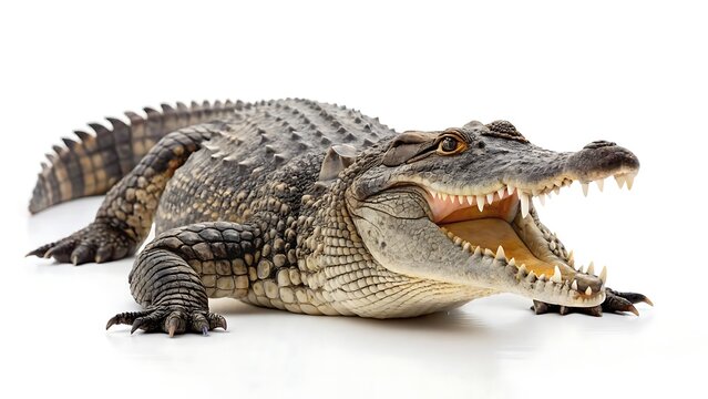 crocodile inwhite Background