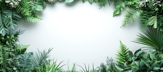 Green grass border isolated on a white background, a banner with a copy space area in the middle for a spring or summer nature concept