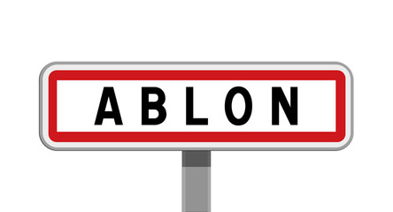 Panneau sur poteau de Ablon, Calvados, Normandie