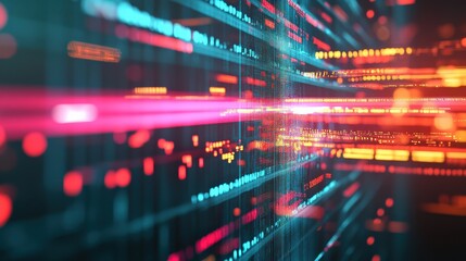 Dynamic visual representation of data streams with vibrant colors and abstract patterns