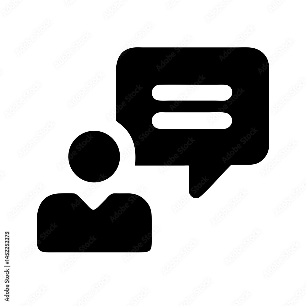 Poster simple person icon with speech bubble, for website design